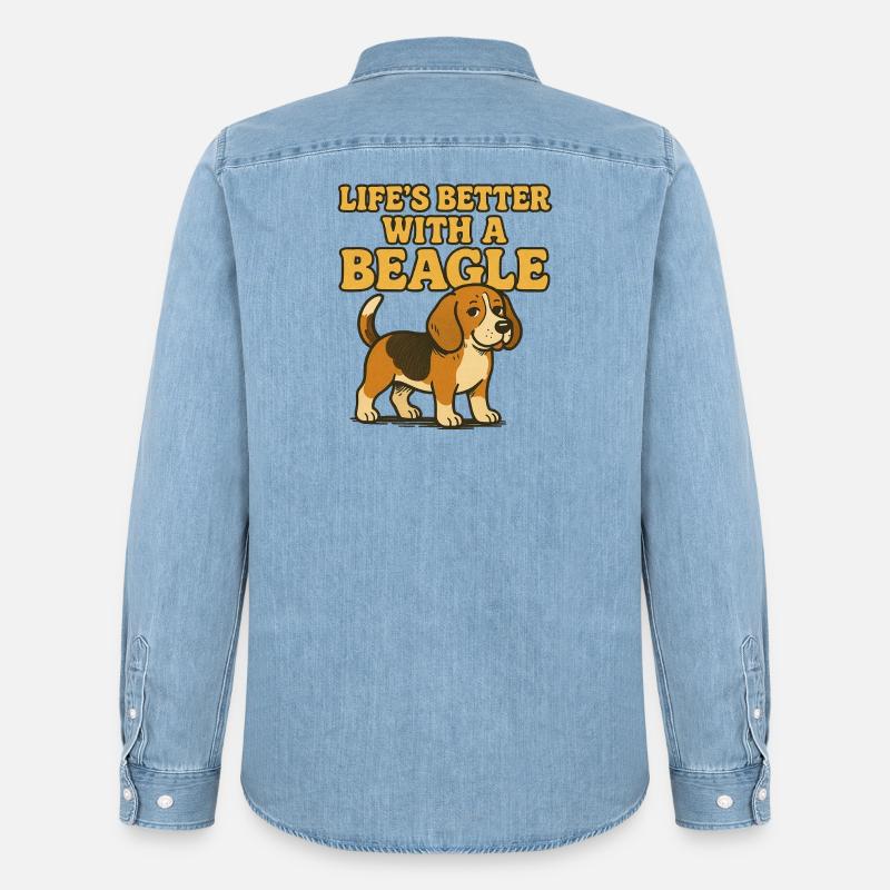 Beagle-Leben besser mit einem Beagle - Männer Jeanshemd Organic von Stanley/Stella - verwaschenes Hellblau