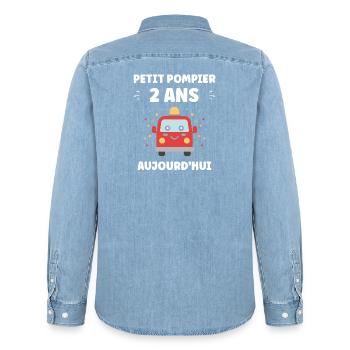 Petit Pompier 2 Ans Aujourd'hui - Chemise en denim homme bio Stanley/Stella - bleu clair délavé - Dos - AI Model Male 185 light (185cm)