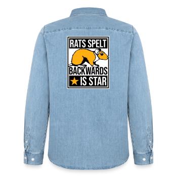 Rats Spelt Backwards Is Star Lustiger Ratte Spruch - Männer Jeanshemd Organic von Stanley/Stella - verwaschenes Hellblau - Hinten - AI Model Male 185 light (185cm)