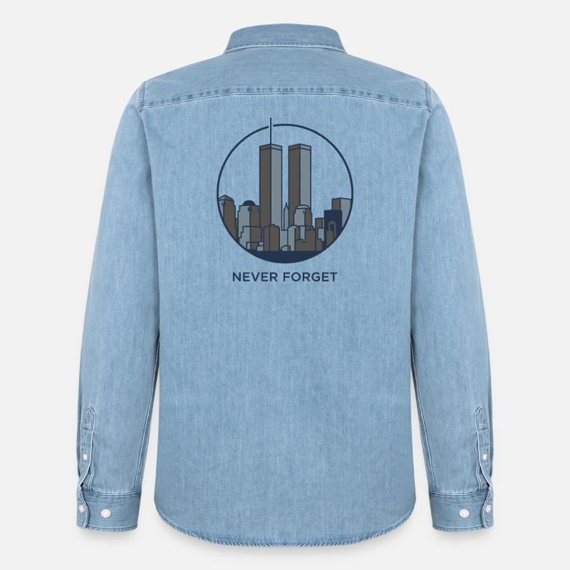 Promemoria per lo skyline Never Forget - Camicia in denim uomo bio di Stanley/Stella - azzurro chiaro slavato