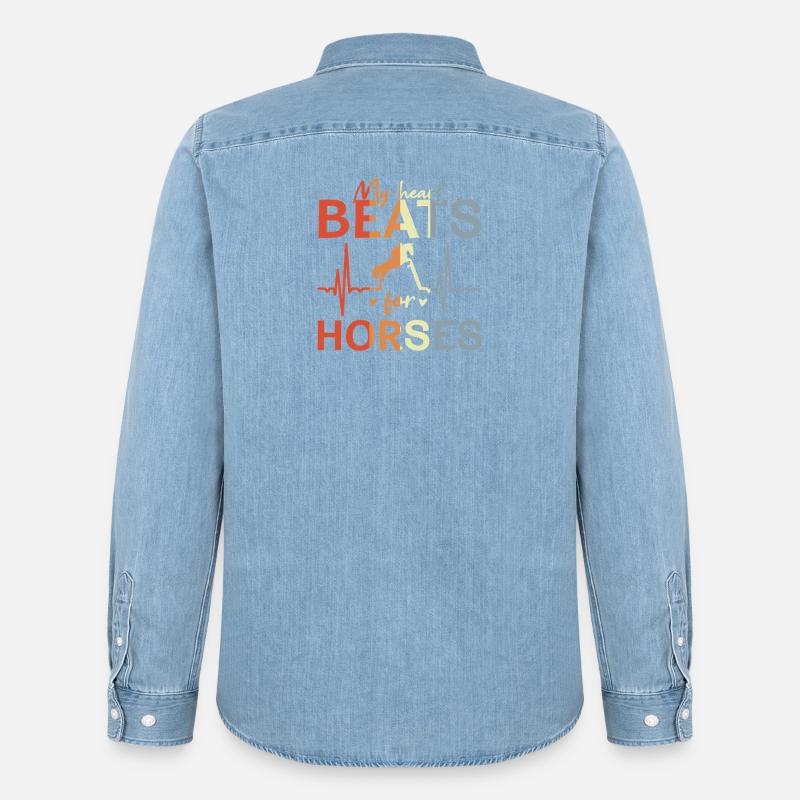 Amo andare a cavallo - Camicia in denim uomo bio di Stanley/Stella - azzurro chiaro slavato
