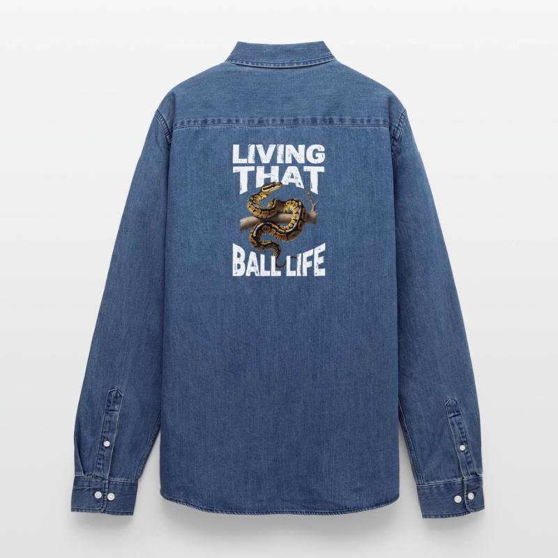 King Python Snakes Lover Terrarium Python Men’s Organic Denim Shirt by Stanley/Stella