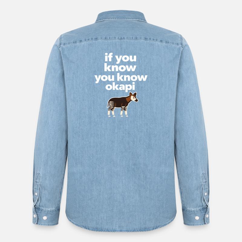 Okapi-liebhaber Okapi-tier Seltene Tierweltliebe - Männer Jeanshemd Organic von Stanley/Stella - verwaschenes Hellblau