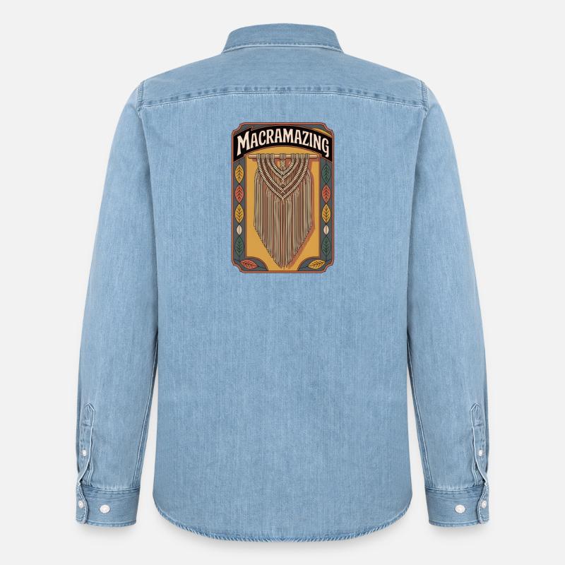 Makramee genial | Knotenkunst Boho - Männer Jeanshemd Organic von Stanley/Stella - verwaschenes Hellblau