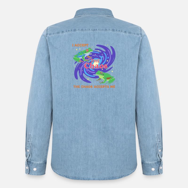 Rane del Caos: Vortice di Colore - Camicia in denim uomo bio di Stanley/Stella - azzurro chiaro slavato