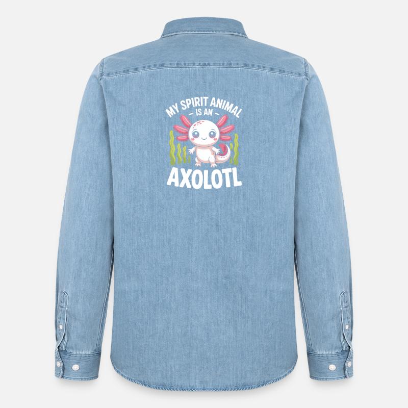 Axolotl Geisttier-Tee - Männer Jeanshemd Organic von Stanley/Stella - verwaschenes Hellblau