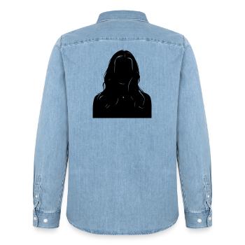 Sillouhette Frau - Männer Jeanshemd Organic von Stanley/Stella - verwaschenes Hellblau - Hinten - AI Model Male 185 light (185cm)