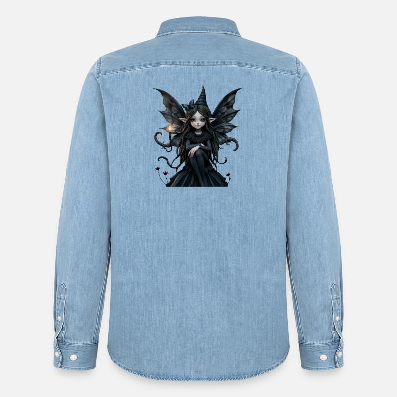 Fata Oscura con le Ali Nere - Camicia in denim uomo bio di Stanley/Stella - azzurro chiaro slavato