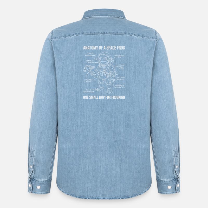 Anatomie d’une grenouille de l’espace - Chemise en denim homme bio Stanley/Stella - bleu clair délavé
