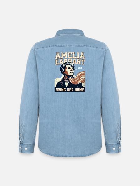 Amelia Earhart – Bring Her Home - Men’s Organic Denim Shirt by Stanley/Stella - light wash
