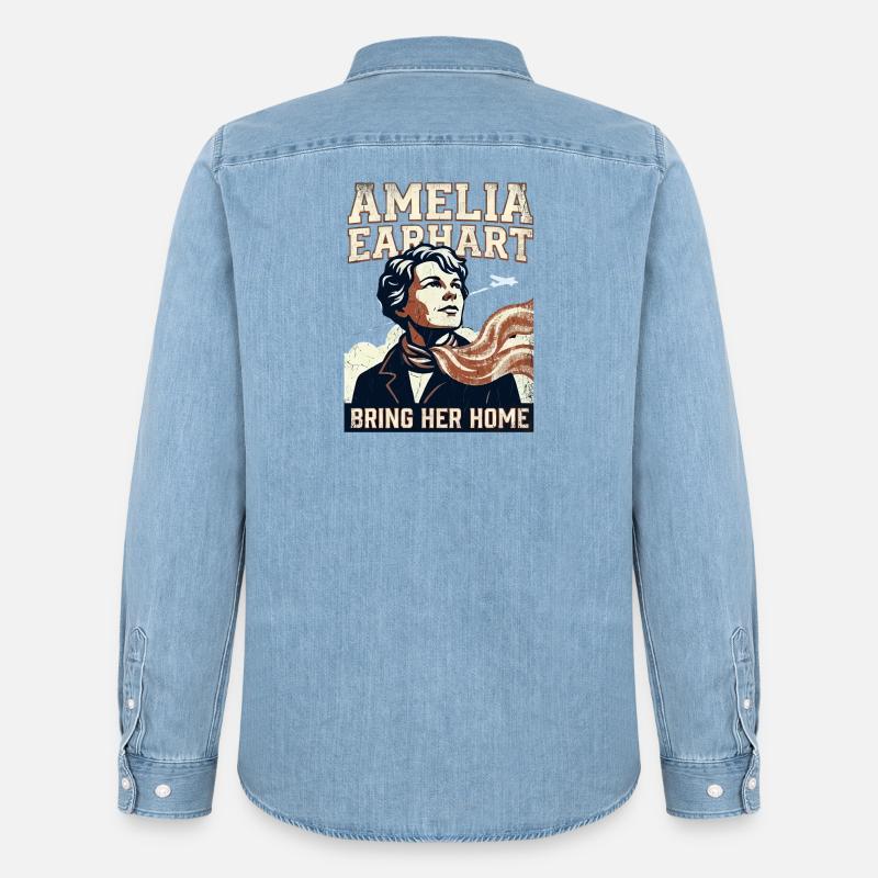Amelia Earhart – Bring Her Home - Men’s Organic Denim Shirt by Stanley/Stella - light wash