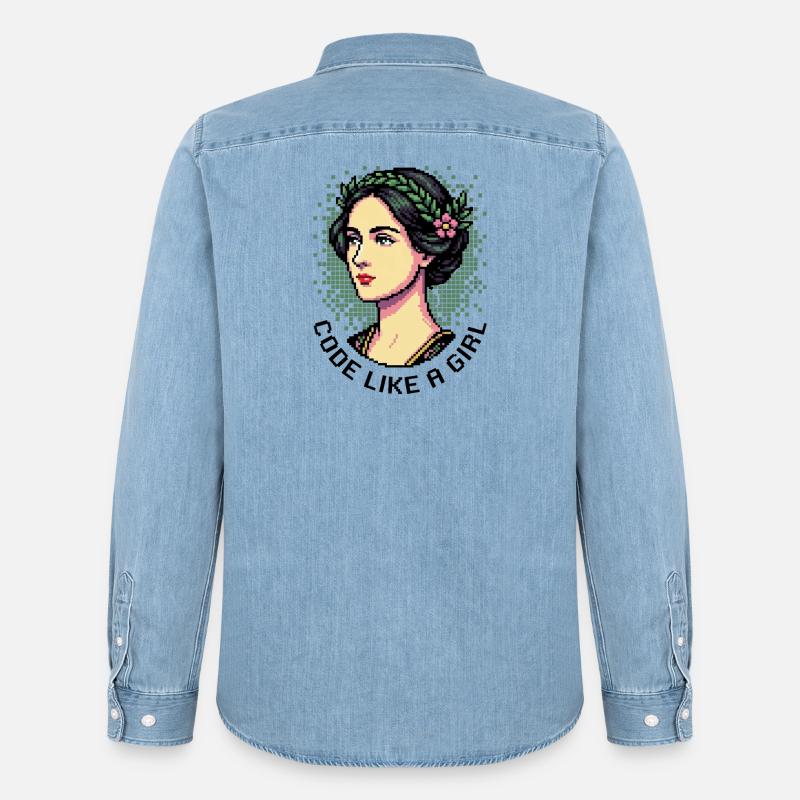 Ada Lovelace: Code wie ein Mädchen - Männer Jeanshemd Organic von Stanley/Stella - verwaschenes Hellblau