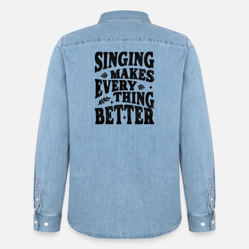 Singing makes everything better - schwarz - Männer Jeanshemd Organic von Stanley/Stella - verwaschenes Hellblau