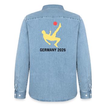 Fußballer 2026 Deutschland Fan - Männer Jeanshemd Organic von Stanley/Stella - verwaschenes Hellblau - Hinten - AI Model Male 185 light (185cm)