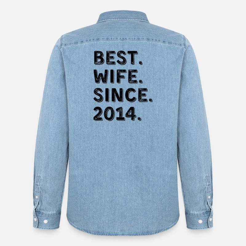 Beste Ehefrau seit 2014 12-jähriges Jubiläumsgeschenk - Männer Jeanshemd Organic von Stanley/Stella - verwaschenes Hellblau