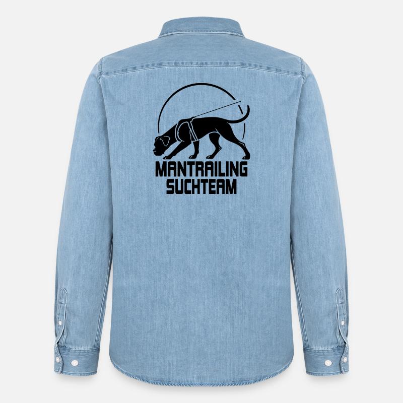Boxer Mantrailing Suchteam Hunde Wilsigns - Männer Jeanshemd Organic von Stanley/Stella - verwaschenes Hellblau