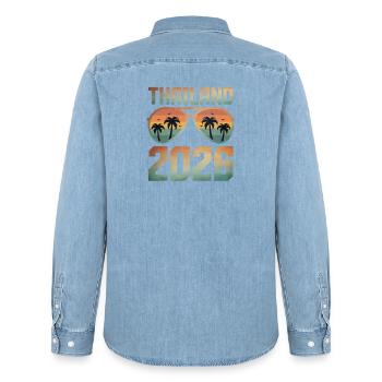Thaïlande 2026 - Chemise en denim homme bio Stanley/Stella - bleu clair délavé - Dos - AI Model Male 185 light (185cm)