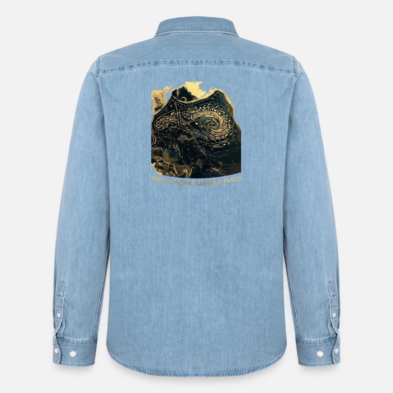 Pacific Garbage Patch - Männer Jeanshemd Organic von Stanley/Stella - verwaschenes Hellblau