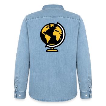 École Globe Globe Earth - Chemise en denim homme bio Stanley/Stella - bleu clair délavé - Dos - AI Model Male 185 light (185cm)