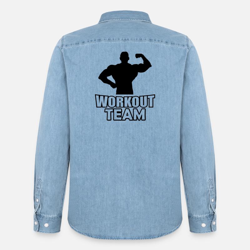 workout_team- - Männer Jeanshemd Organic von Stanley/Stella - verwaschenes Hellblau