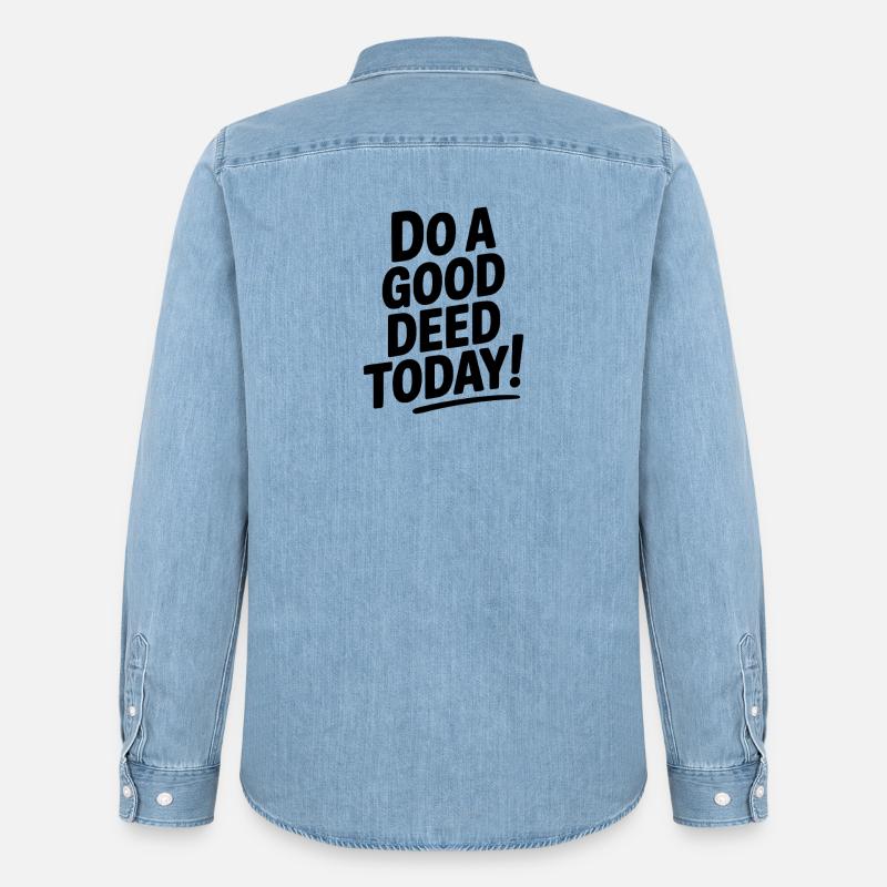 Tu heute eine gute Tat! - Männer Jeanshemd Organic von Stanley/Stella - verwaschenes Hellblau