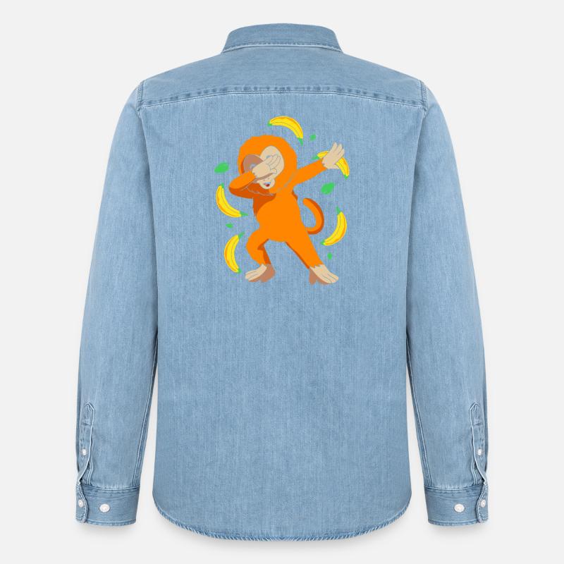 Tamarin Affe Affen Affenähnlich Affengesicht - Männer Jeanshemd Organic von Stanley/Stella - verwaschenes Hellblau