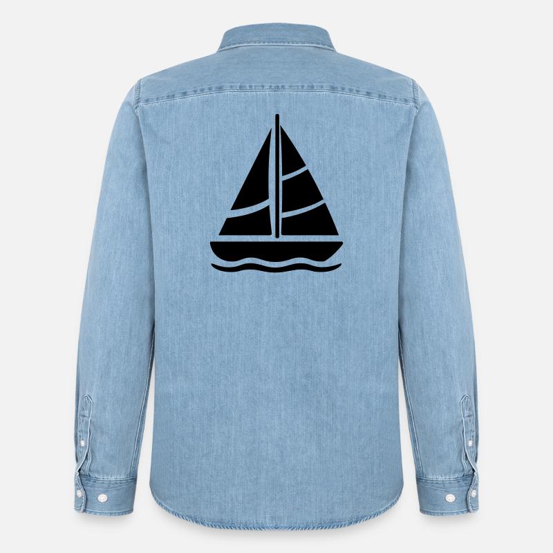 Segelschiff - Männer Jeanshemd Organic von Stanley/Stella - verwaschenes Hellblau