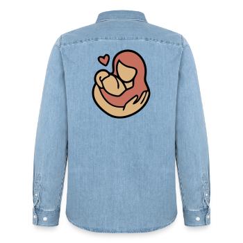 Mutter Kind Umarmung Liebe - Männer Jeanshemd Organic von Stanley/Stella - verwaschenes Hellblau - Hinten - AI Model Male 185 light (185cm)