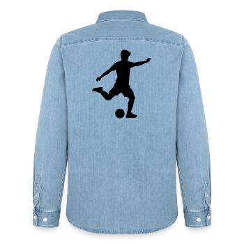 fußball - Männer Jeanshemd Organic von Stanley/Stella - verwaschenes Hellblau - Hinten - AI Model Male 185 light (185cm)