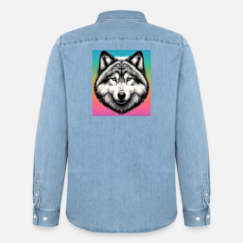 Wolf - Männer Jeanshemd Organic von Stanley/Stella - verwaschenes Hellblau