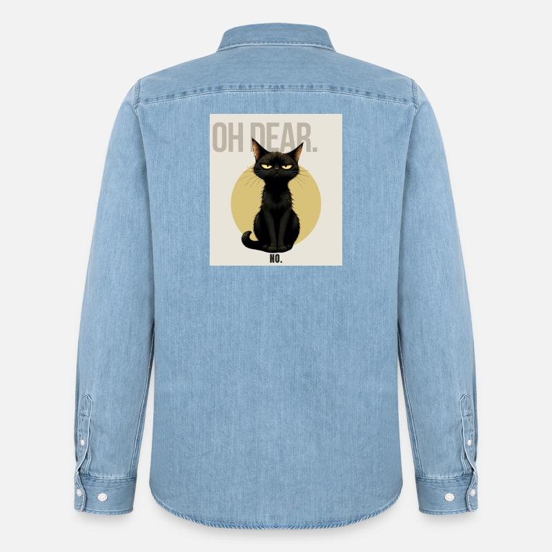 OH DEAR Sarcastic Black Cat Design - Männer Jeanshemd Organic von Stanley/Stella - verwaschenes Hellblau