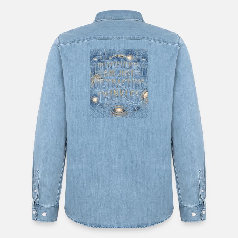 Celestial Constellation Astrology Gift - Männer Jeanshemd Organic von Stanley/Stella - verwaschenes Hellblau