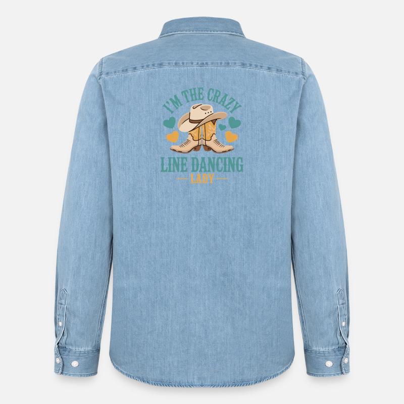 Line Dance Line Dancing Geschenk - Männer Jeanshemd Organic von Stanley/Stella - verwaschenes Hellblau