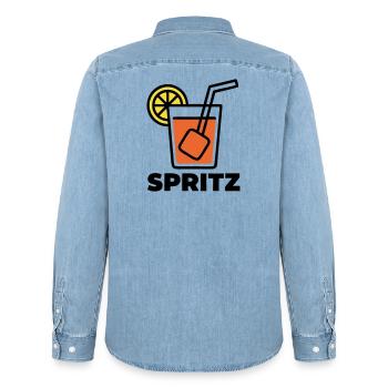 Spritz Cocktail Summer Drink Italy Holiday - Men’s Organic Denim Shirt by Stanley/Stella - light wash - Back - AI Model Male 185 light (185cm)
