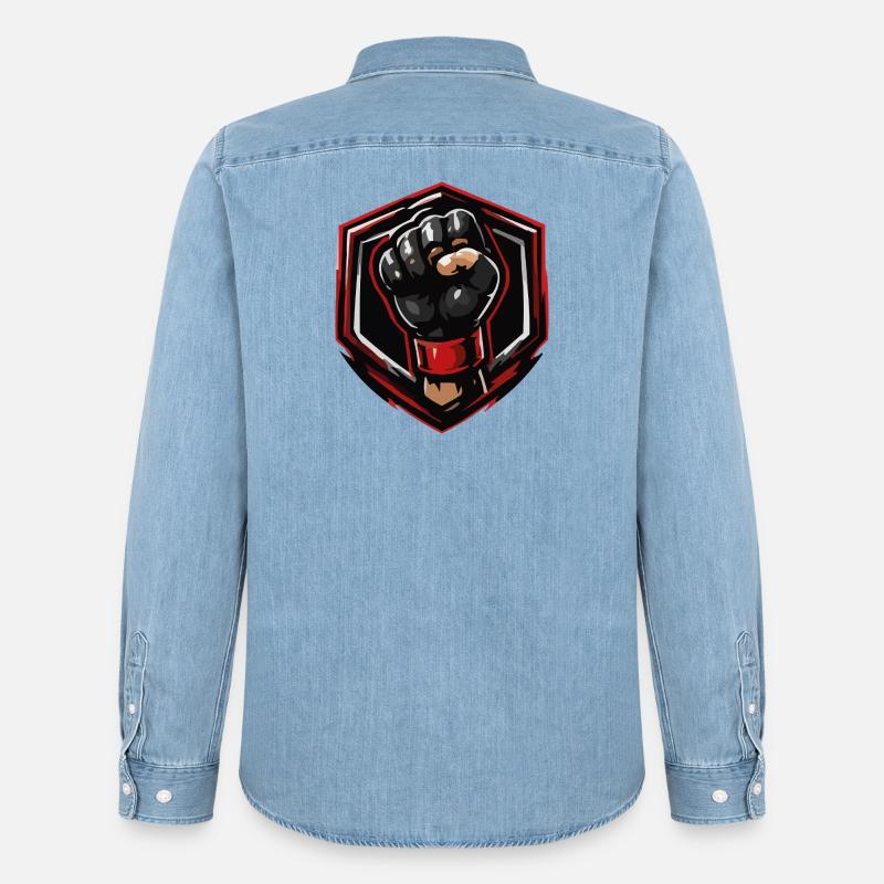 Faust Wappen Emblem - Männer Jeanshemd Organic von Stanley/Stella - verwaschenes Hellblau