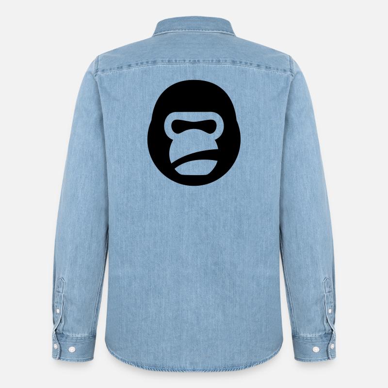 Gorilla Kettlebell – Gym Beast Logo - Männer Jeanshemd Organic von Stanley/Stella - verwaschenes Hellblau