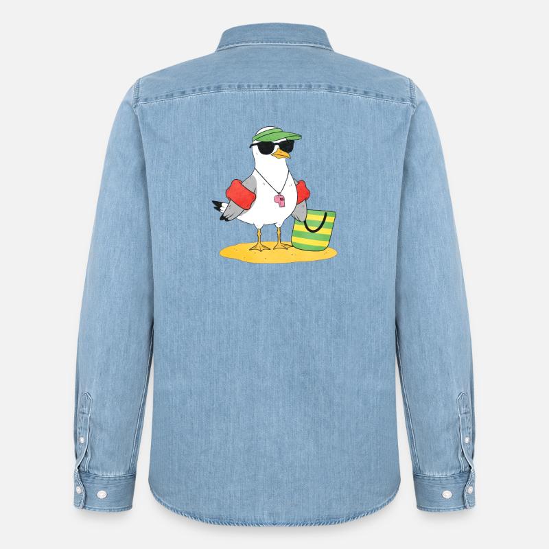 Seemöwe Strandlook - Männer Jeanshemd Organic von Stanley/Stella - verwaschenes Hellblau