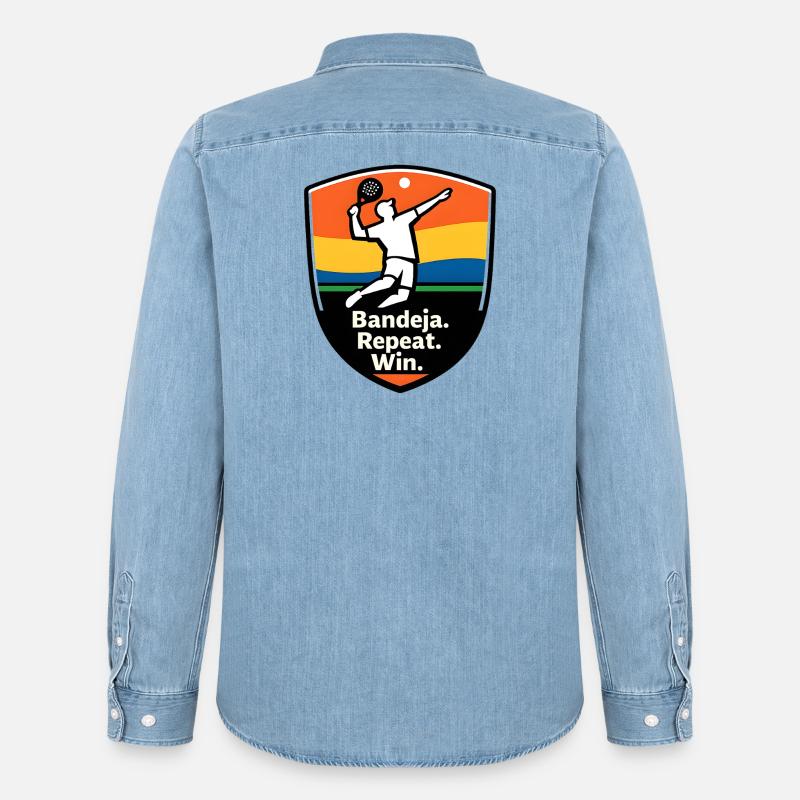 Bandeja Repeat Win Schild - Männer Jeanshemd Organic von Stanley/Stella - verwaschenes Hellblau