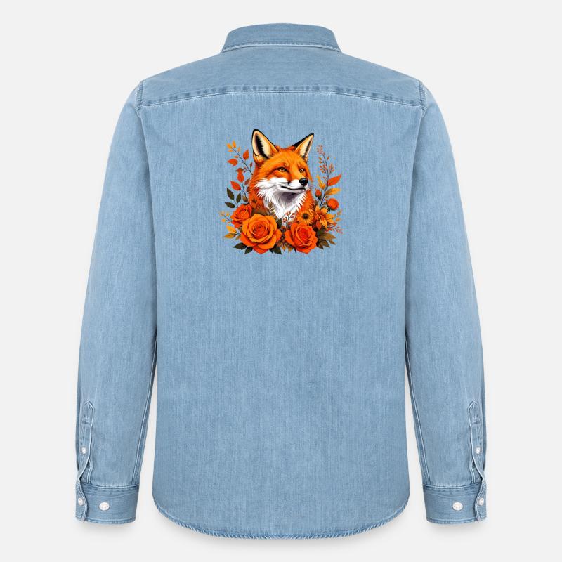 Fuchs im Herbstrausch - Männer Jeanshemd Organic von Stanley/Stella - verwaschenes Hellblau