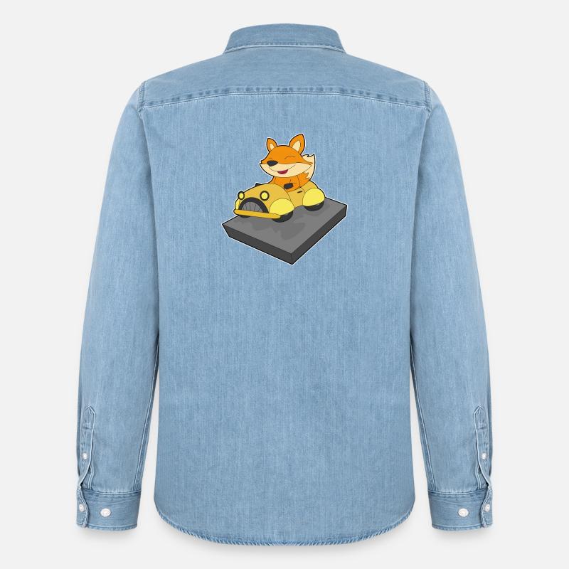 Fuchs Auto - Männer Jeanshemd Organic von Stanley/Stella - verwaschenes Hellblau