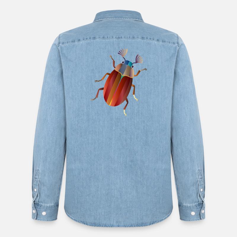 Bunter Maikäfer Retro Stil - Männer Jeanshemd Organic von Stanley/Stella - verwaschenes Hellblau