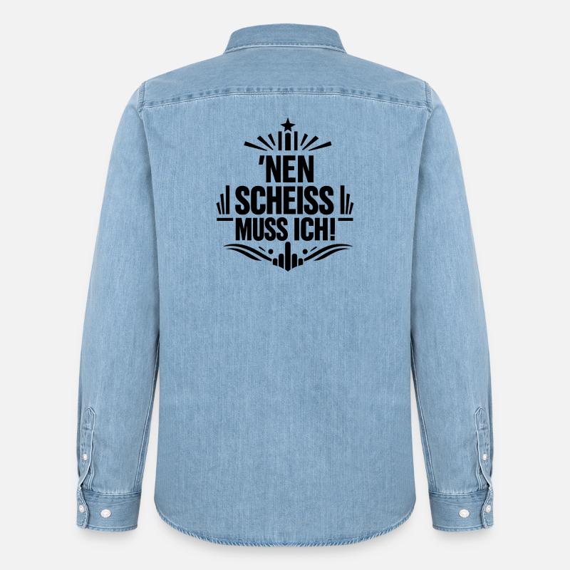 Nen Scheiss Muss Ich Mittelfinger Statement - Männer Jeanshemd Organic von Stanley/Stella - verwaschenes Hellblau