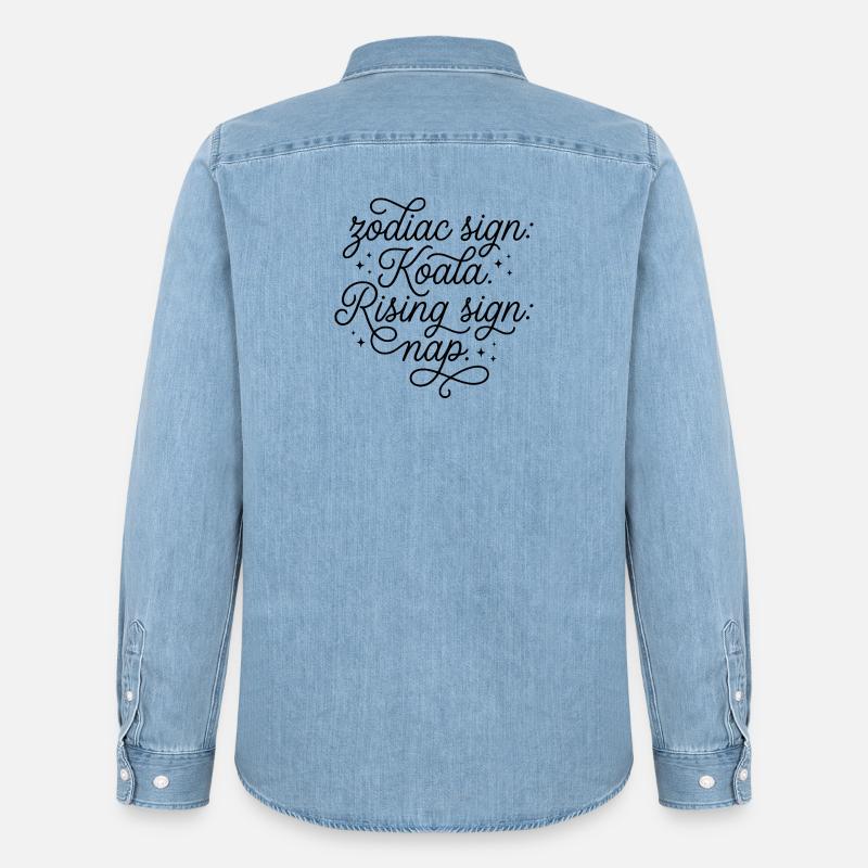 Sternzeichen Koala Aszendent Nickerchen - Männer Jeanshemd Organic von Stanley/Stella - verwaschenes Hellblau