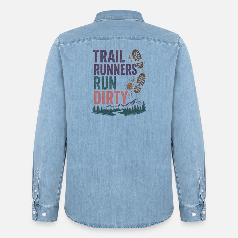 Trailrunner laufen schmutzig - Männer Jeanshemd Organic von Stanley/Stella - verwaschenes Hellblau