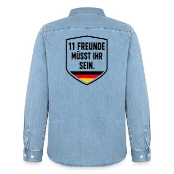 Deutschland Fußball Fan Teamgeist Elf Freunde - Männer Jeanshemd Organic von Stanley/Stella - verwaschenes Hellblau - Hinten - AI Model Male 185 light (185cm)