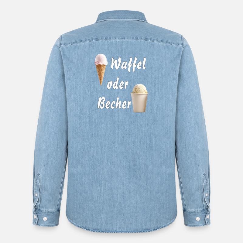 EIS WAFFEL ODER BECHER - Männer Jeanshemd Organic von Stanley/Stella - verwaschenes Hellblau