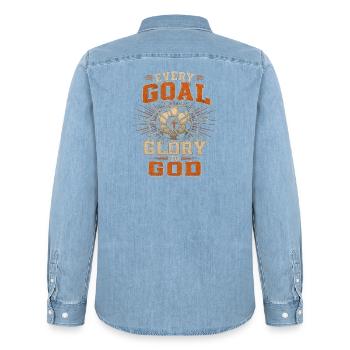 Jedes Tor Zur Ehre Gottes Christlicher Fußball - Männer Jeanshemd Organic von Stanley/Stella - verwaschenes Hellblau - Hinten - AI Model Male 185 light (185cm)