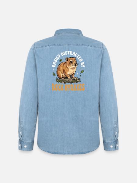 Easily distracted by rock hyraxes - Men’s Organic Denim Shirt by Stanley/Stella - light wash
