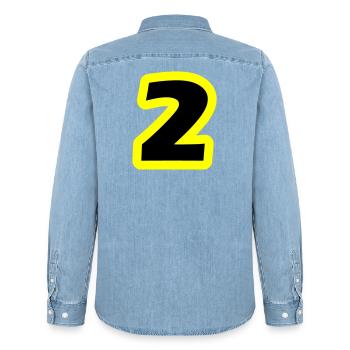 2 Symbole numérique - Chemise en denim homme bio Stanley/Stella - bleu clair délavé - Dos - AI Model Male 185 light (185cm)