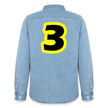 3 Symbole numérique - Chemise en denim homme bio Stanley/Stella - bleu clair délavé - Dos - AI Model Male 185 light (185cm)